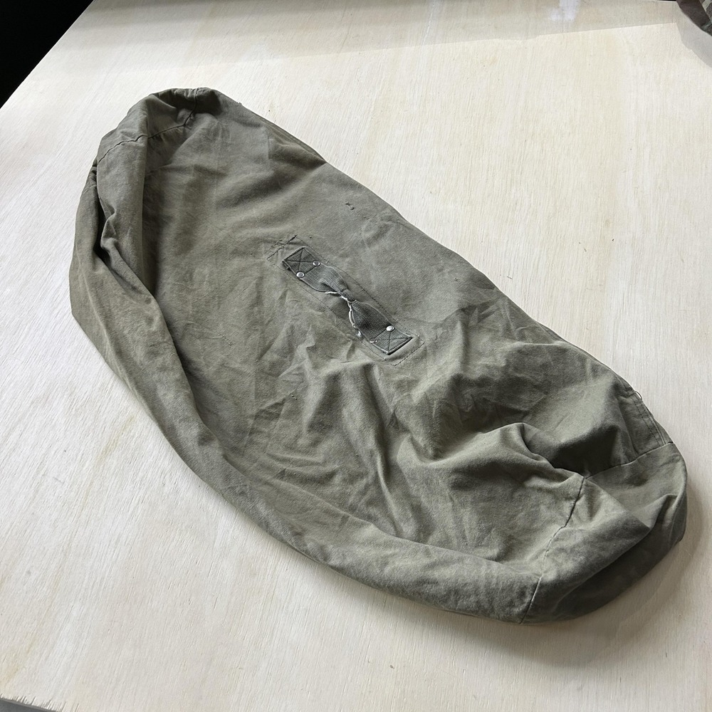 Vintage A Line By Academy Military Duffle Bag Olive Green Metal Zip Closure